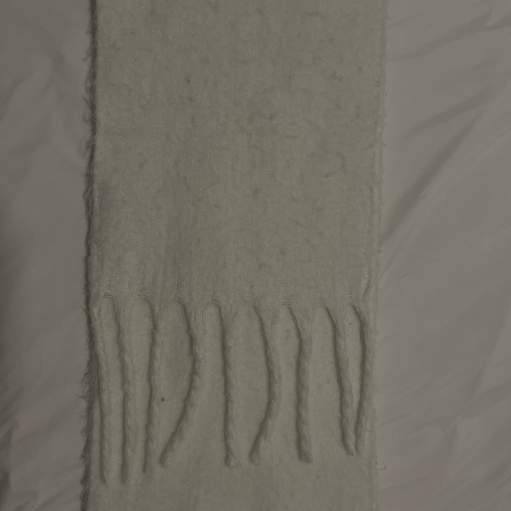 Cozy White Fringe Scarf